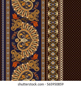 Floral seamless pattern. Ethnic border ornament. Egyptian, Greek, Roman style. Can be used for greeting business card background, coloring book, backdrop, textile, web, wrapping paper