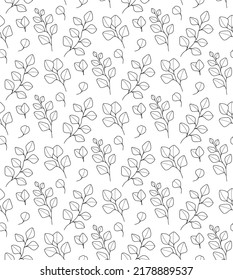 Floral seamless pattern with eucalyptus branches and leaves. Print for fabric, wallpaper, wrapping paper.