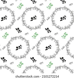Floral seamless pattern with eucalyptus leaves for textile or background 
