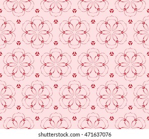 Floral seamless pattern in execution. Vector. Pink color. For holiday cards design, fashion design, interior design, graphic arts