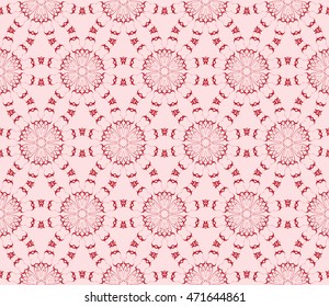 Floral seamless pattern in execution. Vector. Pink color. For holiday cards design, fashion design, interior design, graphic arts