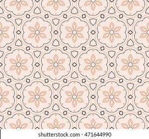 Floral seamless pattern in execution. Vector. Beige, pastel color. For holiday cards design, fashion design, interior design, graphic arts