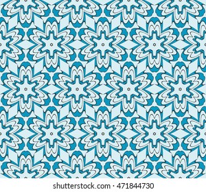 Floral seamless pattern in execution. Vector. Blue. For holiday cards design, fashion design, interior design, graphic arts
