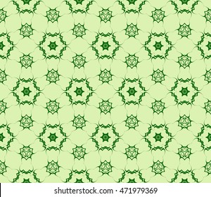 Floral seamless pattern in execution. Vector. Green color. For holiday cards design, fashion design, interior design, graphic arts