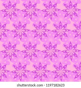 Floral seamless pattern for fabric design, pastel purple-pink coloring