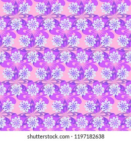 Floral seamless pattern for fabric design, pastel purple-pink color for design for children's apparel