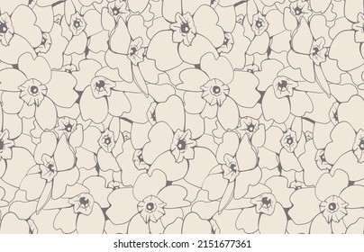 Floral seamless pattern of fabric design. Flower background print texture. Vector garden style decoration.