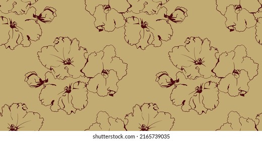 Floral seamless pattern of fabric design. Flower background print texture. Vector garden style decoration.