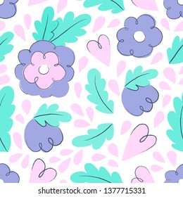 Floral seamless pattern. Fabric, gift wrap, wall art design. Ready-to-use design template. Vector illustration.