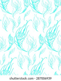 Floral seamless pattern with feather hand drawn , vector illustration