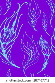 Floral seamless pattern with feather hand drawn , vector illustration