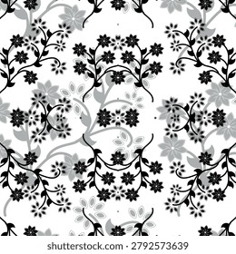  floral seamless pattern featuring delicate blooming flowers and intertwining botanical vines