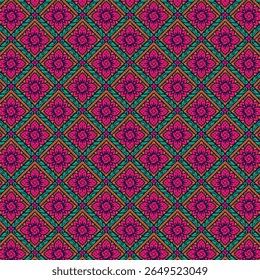 Floral Seamless Pattern Featuring Magenta and Green Color Combination