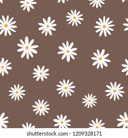 Floral seamless pattern. Feminine print with repeating daisies. Flat vector illustration.
