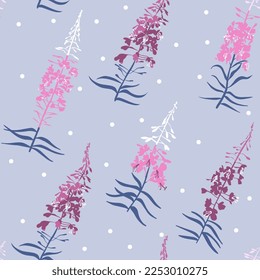 Floral seamless pattern with fireweed. Light background.