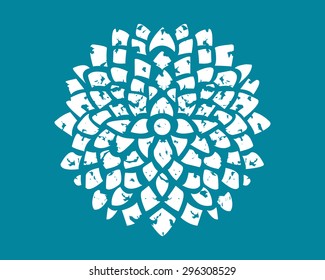 floral seamless pattern with fish scale layout