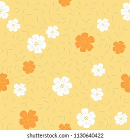 floral seamless pattern, flat design for use as background, wrapping paper or  wallpaper