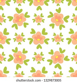 Floral seamless pattern. Flat design. Vector illustration. Design element for fabric, wallpaper, gift wrap, greeting card, post card, invitations or home design.