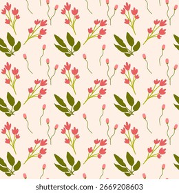 Floral nahtloses Muster mit flachem Design
