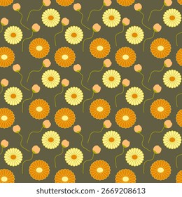 Padrão floral sem emenda com design plano