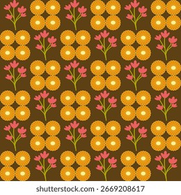 Floral nahtloses Muster mit flachem Design