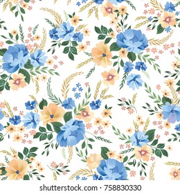 Floral seamless pattern. Flourish ornamental garden