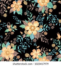 Floral seamless pattern. Flower background. Abstract ornamental flourish wallpaper with flowers.