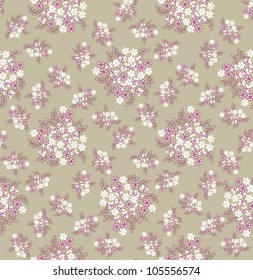 Floral seamless pattern. Flower background with white gentle flowers. Vintage flourish texture