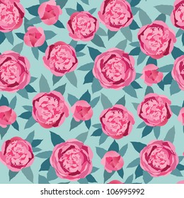 Floral seamless pattern. Flower background. Floral seamless texture with crimson and pink flowers peony
