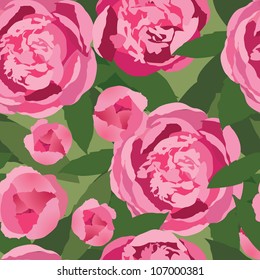 Floral seamless pattern. Flower background. Floral seamless texture with flowers peony on leaves background