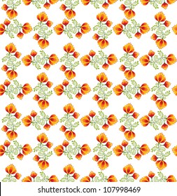 Floral seamless pattern. Flower background. Floral seamless texture with flowers on white in russian style
