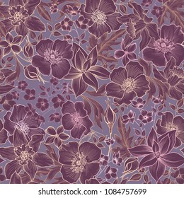 Floral seamless pattern. Flower background. Flourish garden texture with flowers.