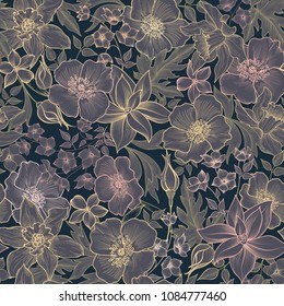 Floral seamless pattern. Flower background. Flourish garden texture with flowers.