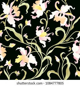 Floral seamless pattern. Flower background. Flourish garden texture with flowers.