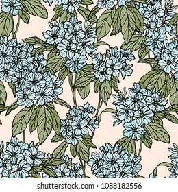 Floral seamless pattern. Flower background. Flourish ornamental summer wallpaper with flowers hydrangea.