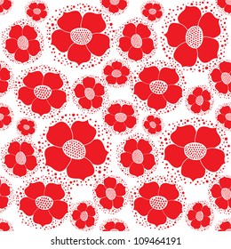 Floral seamless pattern. Flower background. Floral tile spring texture with red ornamental flowers 