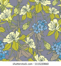Floral seamless pattern. Flower background. Flourish ornamental summer wallpaper with flowers.