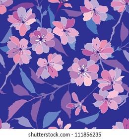 Nahtloses Muster ohne Blumen. floraler Hintergrund. nahtlose Blumenstruktur mit rosa und lila Blumen