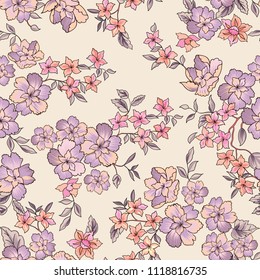 Floral seamless pattern. Flower background. Flourish ornamental summer wallpaper with flowers.