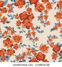 Floral seamless pattern. Flower background. Flourish ornamental summer wallpaper with flowers.