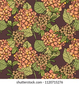 Floral seamless pattern. Flower background. Flourish ornamental summer wallpaper with flowers hydrangea.