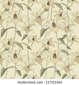 Floral seamless pattern. Flower background. Floral seamless texture with flowers lily