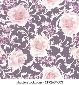Floral seamless pattern.  Flower background. Flourish garden texture with flowers and leaves ornament. Flourish nature garden textured wallpaper