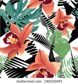 Floral seamless pattern. Flower background. Flourish garden texture with flowers iris. Flourish nature garden textured wallpaper