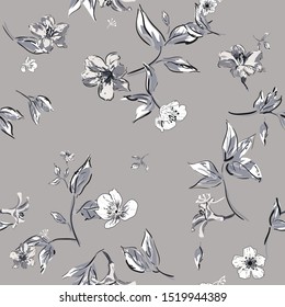 Seamless Cream Vector Flower Pattern Leaves Stock Vector (Royalty Free ...