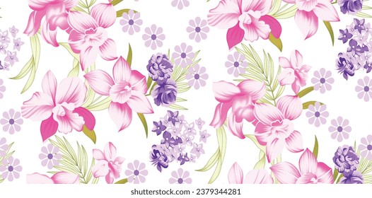Floral seamless pattern. Flower background. Floral seamless texture with flowers. Vector design