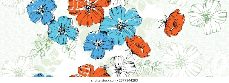 Floral seamless pattern. Flower background. Floral seamless texture with flowers. Vector design
