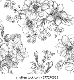 Floral seamless pattern. Flower background. Floral seamless texture with flowers.