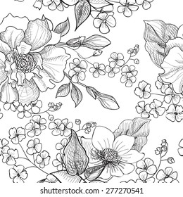 Floral seamless pattern. Flower background. Floral seamless texture with flowers.