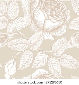 Floral seamless pattern. Flower background in retro style. Floral seamless texture with flowers roses.